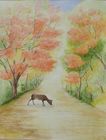 課題10紅葉と鹿